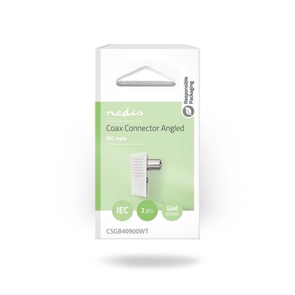 Nedis IEC coax-connector Fresh Green Box gehoekt - mannelijk wit