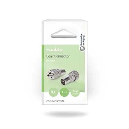 Nedis IEC coax-connector Fresh Green Box recht - mannelijk zilver