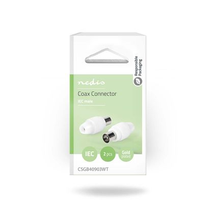 Nedis IEC coax-connector Fresh Green Box recht - mannelijk wit
