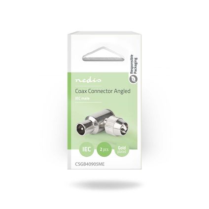 Nedis coax connector IEC Fresh Green Box gebogen - mannelijk zilver