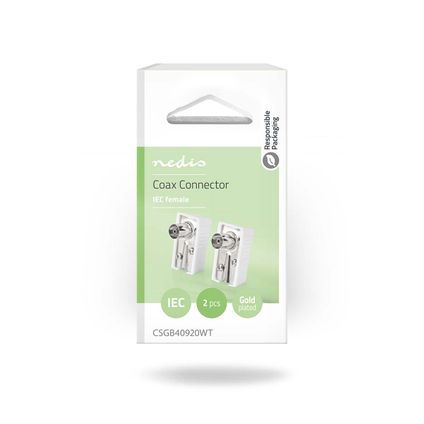 Nedis coax connector IEC Fresh Green Box gebogen - vrouwelijk wit