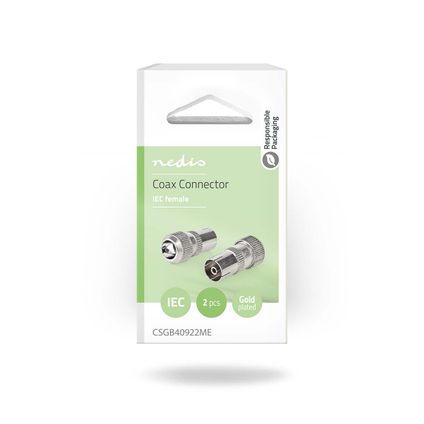 Nedis coax connector IEC Fresh Green Box recht - vrouwelijk zilver