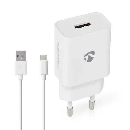 Chargeur mural Nedis Fresh Green Charge USB-A 12W - fonction de charge rapide 1m blanc 2