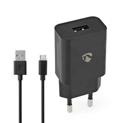 Nedis wandlader Fresh Green Charge USB-A 5W - snellaadfunctie 1m zwart 2