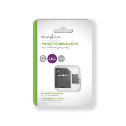 Carte mémoire Nedis Fresh Green microSDHC - 32 GB noir