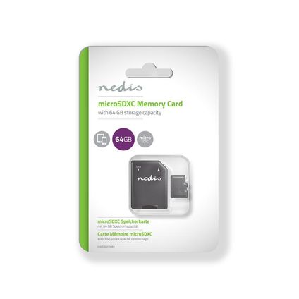 Carte mémoire Nedis Fresh Green microSDXC - 64 GB noir