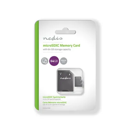 Carte mémoire Nedis Fresh Green microSDXC - 64 GB noir