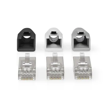 Nedis RJ45-connector Stylish Titanium Box RJ45 Pass Through - FTP stevig/gesnoerd CAT6 wit / grijs / zwart 2