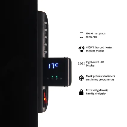 FlinQ Smart Indoor Infrarood Heater zwart - met app 3