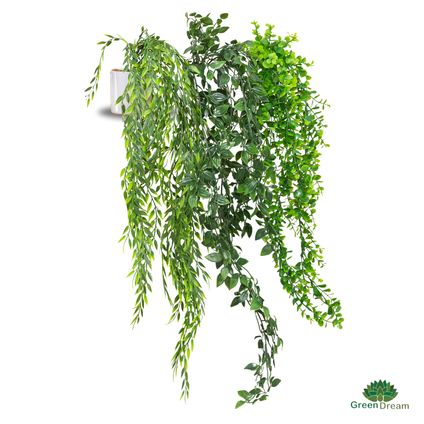 GreenDream® 3 différentes plantes suspendues Plantes artificielles en pot - Astuce cadeau