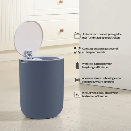 FlinQ Lilton 8L poubelle de salle de bains - Poubelle avec capteur - Anthracite 11