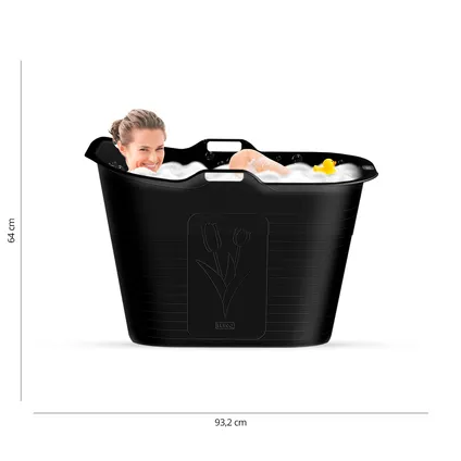 FlinQ Bath Bucket Premium - Badkuip - Zitbad - Thermometer - 165L - Zwart 7