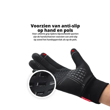 Waterafstotend- en winddichte Handschoenen Premium - Touchscreen - Zwart -L 7