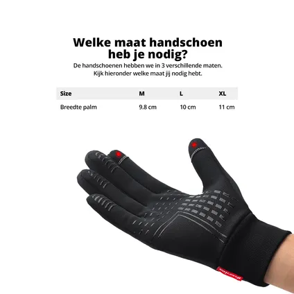 Waterafstotend- en winddichte Handschoenen Premium - Touchscreen - Zwart -L 8