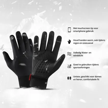 Waterafstotend- en winddichte Handschoenen Premium - Touchscreen - Zwart -M 2