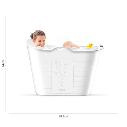 FlinQ Bath Bucket Premium - Badkuip - Zitbad - Thermometer - 165L - Wit 7
