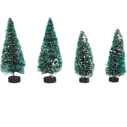 Rayher hobby kerstdorp boompjes -4x st - 9-12 cm - kerstdorp bomen