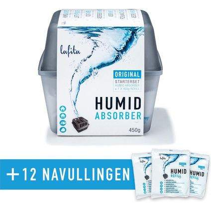 Lafita Vochtvanger - 450 gram - inclusief 12 navullingen - stevige bak - made in NL