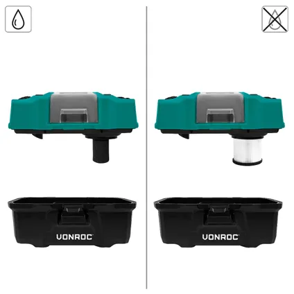 VONROC Compacte alleszuiger - 20V - Incl. Diverse accessoires, 2x 2.0Ah accu en snellader 5