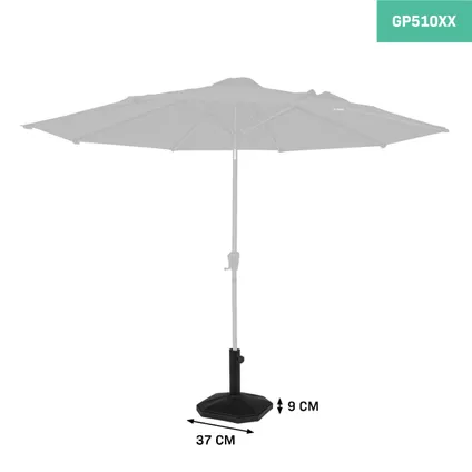 VONROC parasolvoet beton – 13,5kg – 37 x 37cm – Voor VONROC parasol Rapallo, Recanati & Magione 2