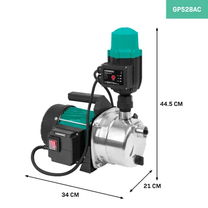 Pompe hydrophore/automatique 1000W – 3500l/h – Pressostat inclus – Protection contre le fonctionnement à sec - Pour 3