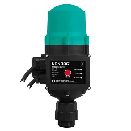 VONROC Hydrofoorpomp / Automatische pomp - 1000W – 3500l/h – Met drukschakelaar - droogloopbeveiligi 6
