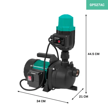 Pompe hydrophore/automatique 800W – 3300l/h –Pressostat inclus – Protection contre le fonctionnement à sec - Pour