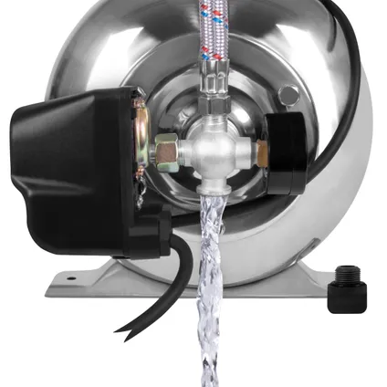 Set Pompe hydrophore avec pressostat – 1000W -3500l/h – Réservoir 19L en acier inoxydable – boitier de la pompe en 4