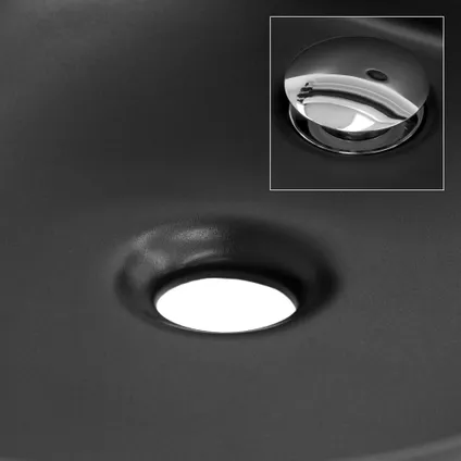 ML-Design Keramische wastafel in mat zwart Ø 360 x 120 mm met afvoer, ronde opbouwwastafel 5