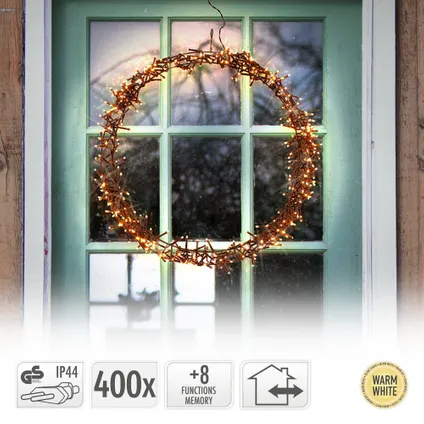 Couronne de lumière 400 LEDs couronne lumineuse porte/fenêtre décoration de Noël 10