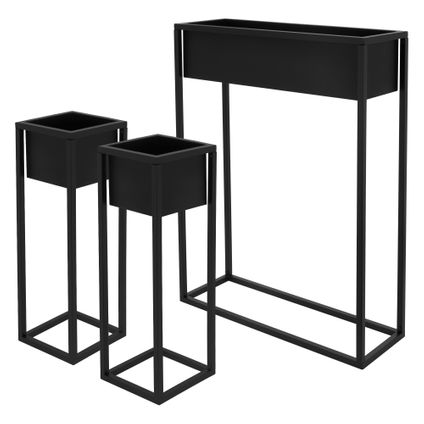 ML-Design Bloemenstandaard in zwart van metaal, 60x25x78 cm, staand