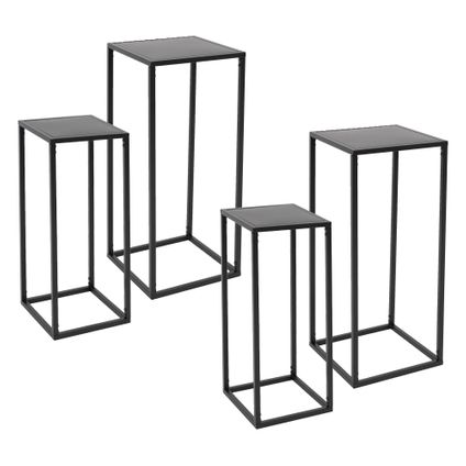 Set de 4 Porte-fleurs ML-Design , Noir, 20x60x20/30x70x30 cm, Moderne