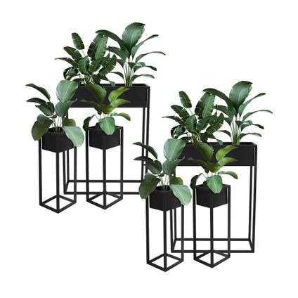 Porte-fleurs ML-Design 6er Set im Schwarz aus Metall, 60x20x80 cm / 20x20x60 cm, debout
