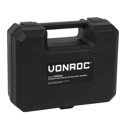 VONROC Gatenzaag set SDS-Plus – 2-delig – 68-82mm - Universeel 4