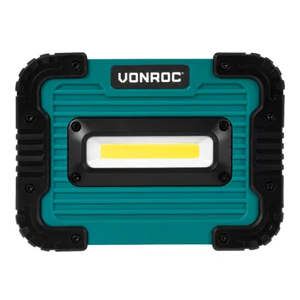 VONROC Accu werklamp / bouwlamp 4V – 10W - 1000 Lumen – Dimbaar in 2 standen - Incl. USB oplaadkab 2