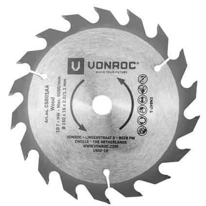 Zaagblad voor cirkelzaag 150x16 mm | 18T – geschikt voor hout - universeel 2