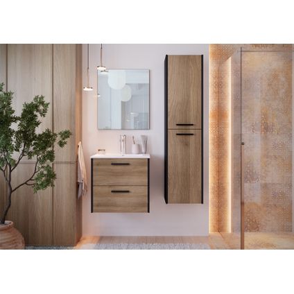 Ensemble de meuble salle de bains Tadel Anna avec meuble sous-vasque + colonne 60cm + miroir