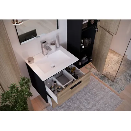 Ensemble de meuble salle de bains Tadel Anna avec meuble sous-vasque + colonne 60cm + miroir 7