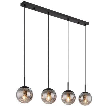 Globo Hanglamp Samos metaal zwart 4x E27 LED