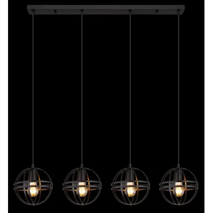 Globo Hanglamp Tamara metaal zwart 4x E27 6