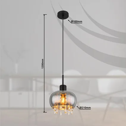 Globo Hanglamp Corry metaal zwart 1x E27 LED 7