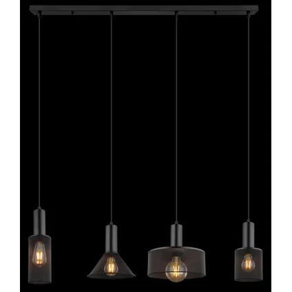 Globo Hanglamp Jedd metaal zwart 4x E27 6