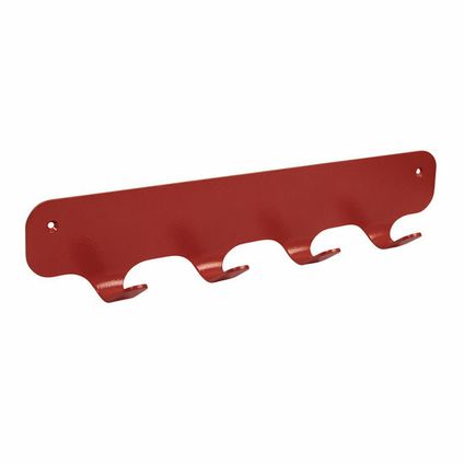 Gorillz Four Rounded Industrial Wall Coat Rack 4 Crochets - Rouge