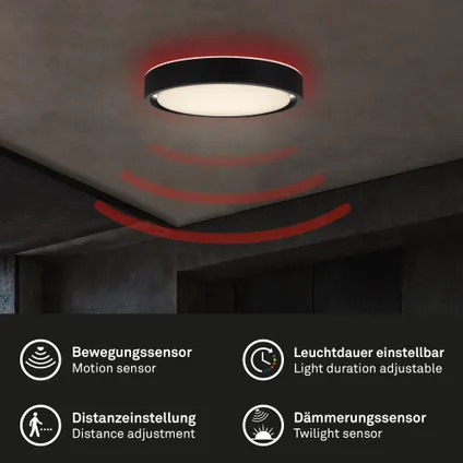Briloner plafondlamp Talena zwart ⌀36cm met sensor 5