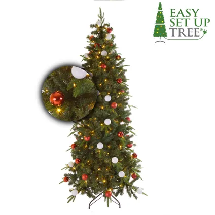 Sapin de Noël avec décorations Easy Set Up Tree® LED Avik Rouge 180 cm - 240 lumières 2