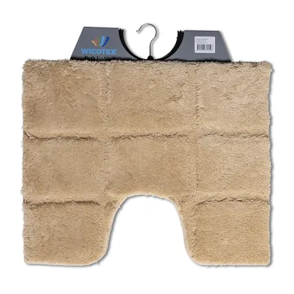 Wicotex - Badmat set met Toiletmat - WC mat met uitsparing ruit Taupe - Antislip onderkant 3