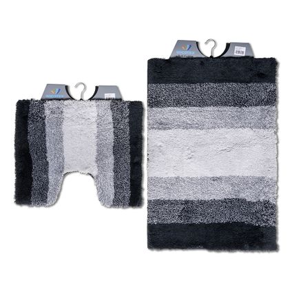 Wicotex ensemble de tapis de bain avec niche pour tapis de toilette arc-en-ciel noir