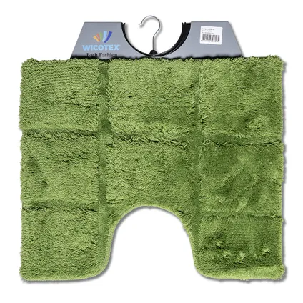 Wicotex - Badmat set met Toiletmat - WC mat met uitsparing ruit Groen - Antislip onderkant 3