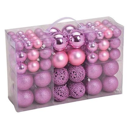 Kerstballen - kunststof - paars roze - 100 stuks