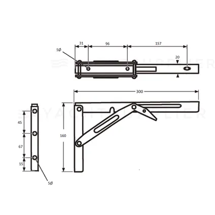 Inklapbare plankdrager - Soft close - 150kg - 300mm - Rvs 316 2